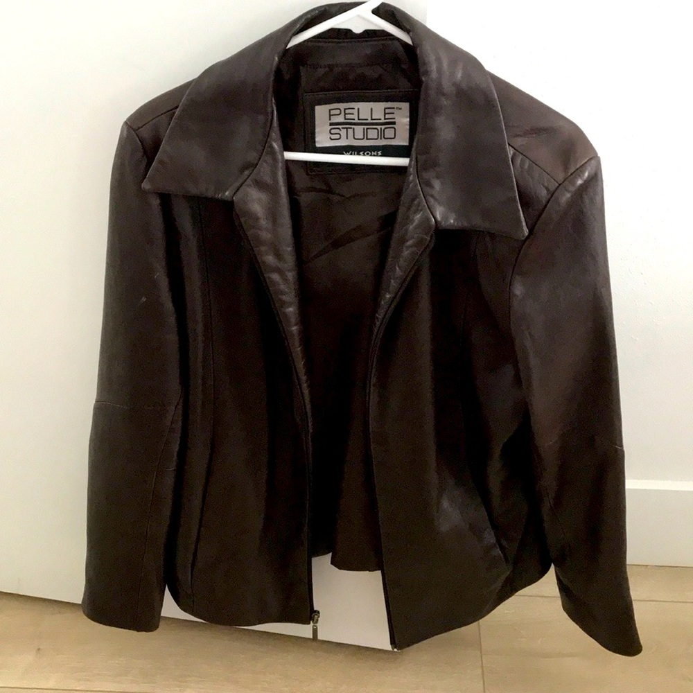 Brown leather coat like new